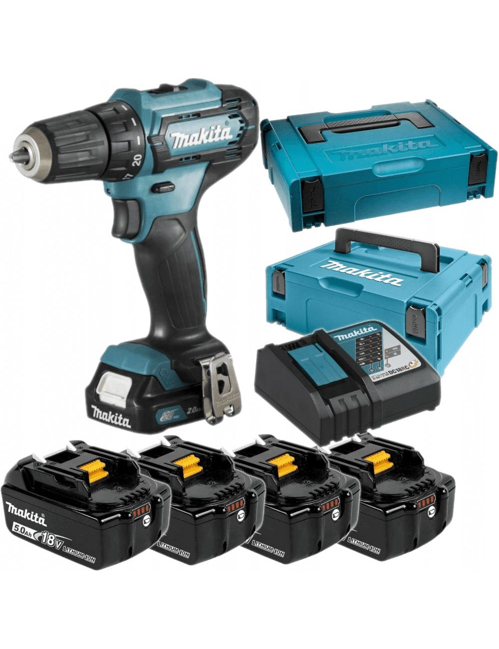 MAKITA WKRĘTARKA 12V DF333DNX11 1x12V 2,0Ah + 4x18V 5,0Ah ŁADOWARKA 12 18V
