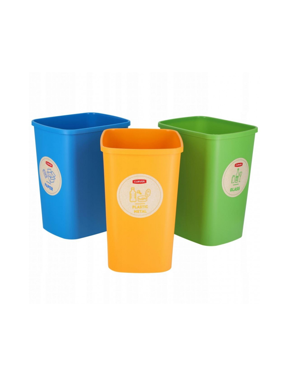 CURVER ZESTAW KOSZY 3X25L ECO FRIENDLY NIEBIESKI, ZIELONY, ŻÓŁTY