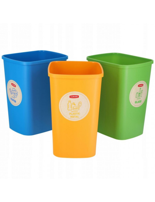 CURVER ZESTAW KOSZY 3X25L ECO FRIENDLY NIEBIESKI, ZIELONY, ŻÓŁTY
