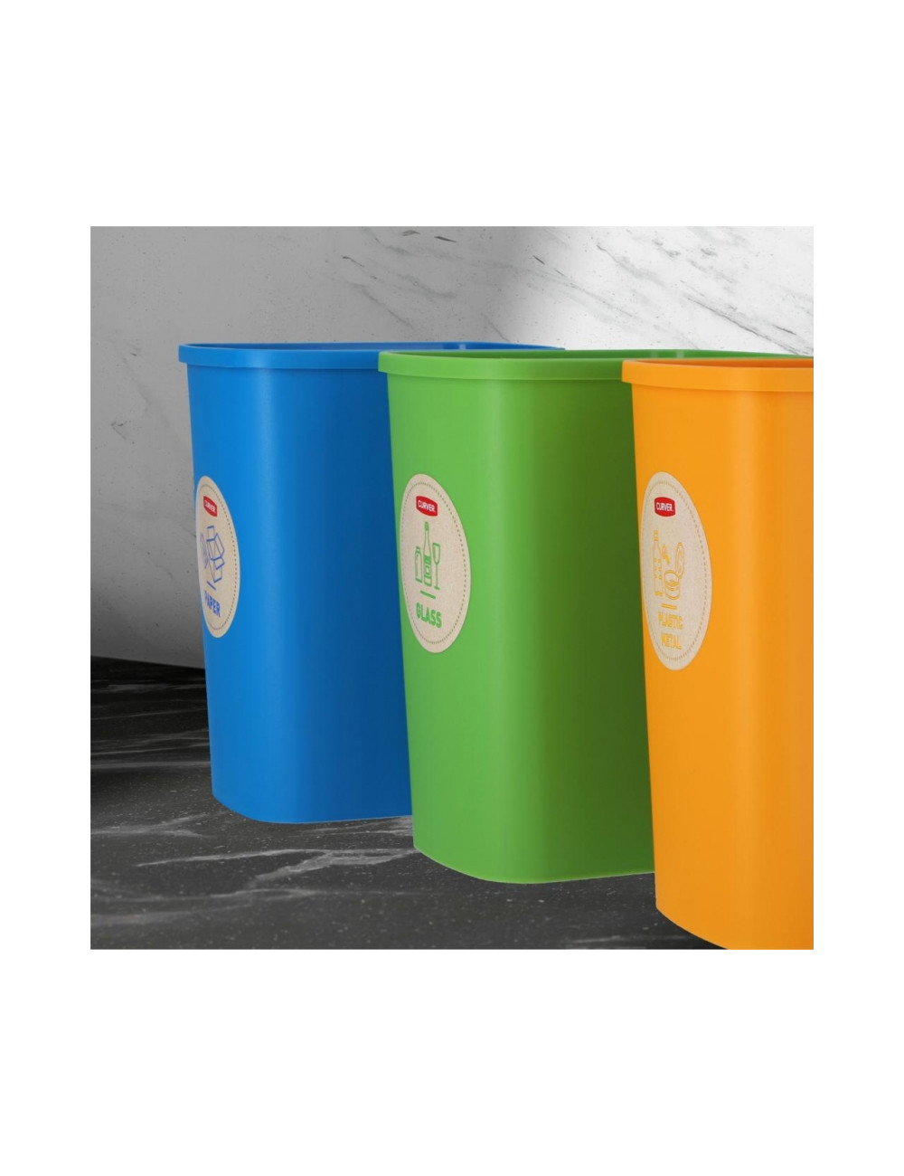 CURVER ZESTAW KOSZY 3X25L ECO FRIENDLY NIEBIESKI, ZIELONY, ŻÓŁTY