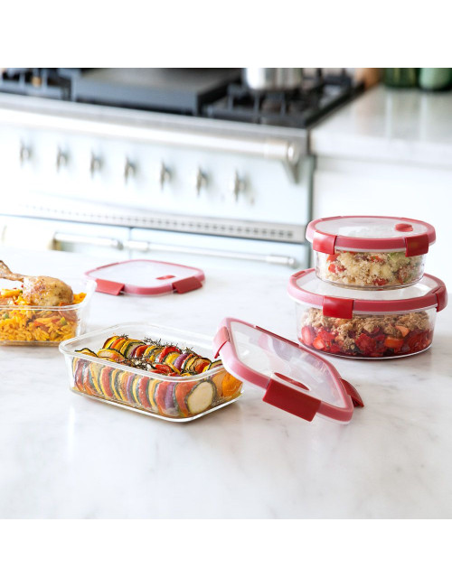CURVER POJEMNIK COOK PROSTOKĄTNY 0,9L TRANSPARENTNY CZERWONY