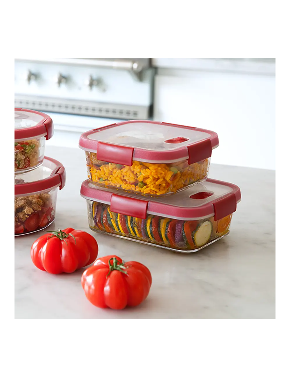 CURVER POJEMNIK COOK PROSTOKĄTNY 0,9L TRANSPARENTNY CZERWONY