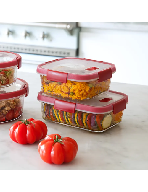 CURVER POJEMNIK COOK PROSTOKĄTNY 0,9L TRANSPARENTNY CZERWONY