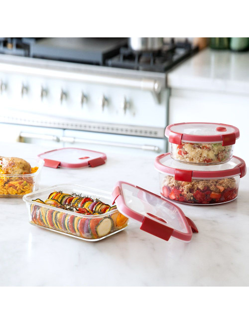 CURVER POJEMNIK COOK KWADRATOWY 0,7L TRANSPARENTNY CZERWONY