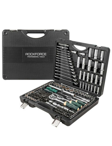ROCKFORCE ZESTAW KLUCZY 218el. 1/2" 3/8" 1/4" RF-42182-5