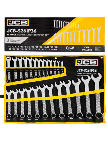 JCB KLUCZ PŁASKO-OCZKOWY KOMPLET 25el. (6-36mm)