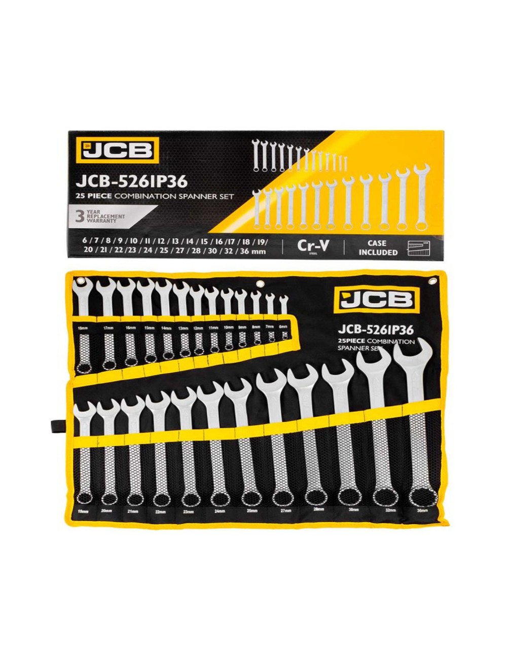 JCB KLUCZ PŁASKO-OCZKOWY KOMPLET 25el. (6-36mm)