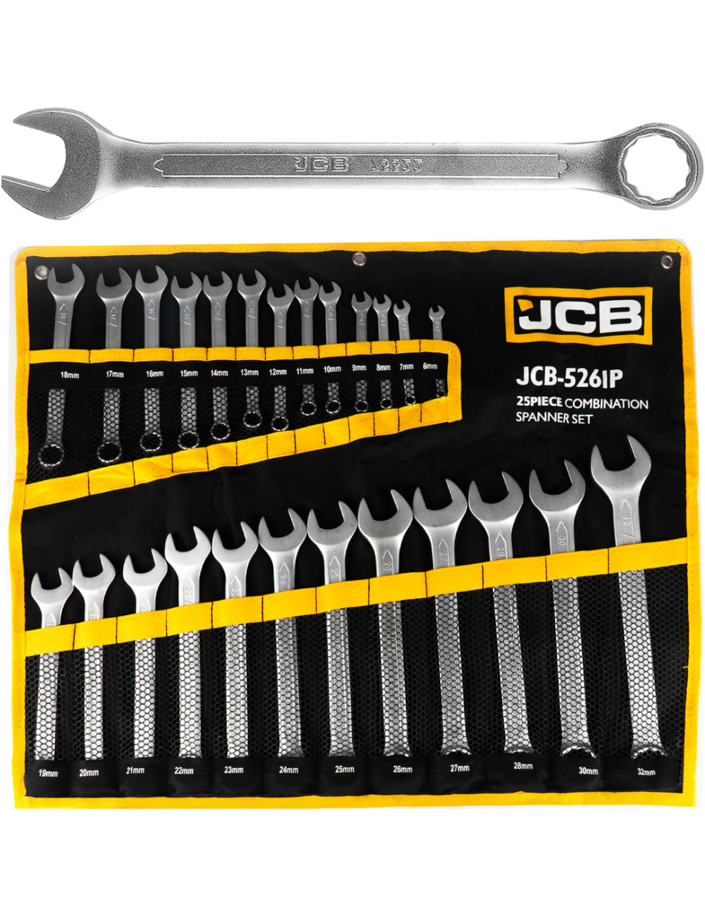 JCB KLUCZ PŁASKO-OCZKOWY KOMPLET 25el. (6-32mm)