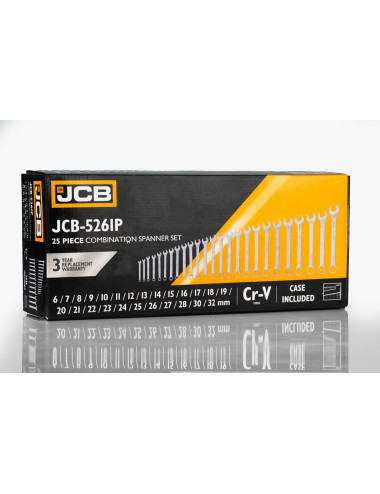 JCB KLUCZ PŁASKO-OCZKOWY KOMPLET 25el. (6-32mm)