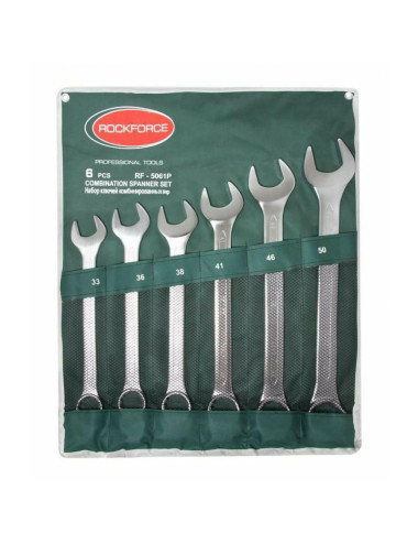 ROCKFORCE KLUCZ PŁASKO-OCZKOWY KOMPLET 6szt. (33-50) 33,36,38,41,46,50