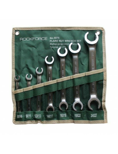 ROCKFORCE KLUCZ PŁASKI PÓŁOTWARTY KOMPLET 7szt. 8-27mm