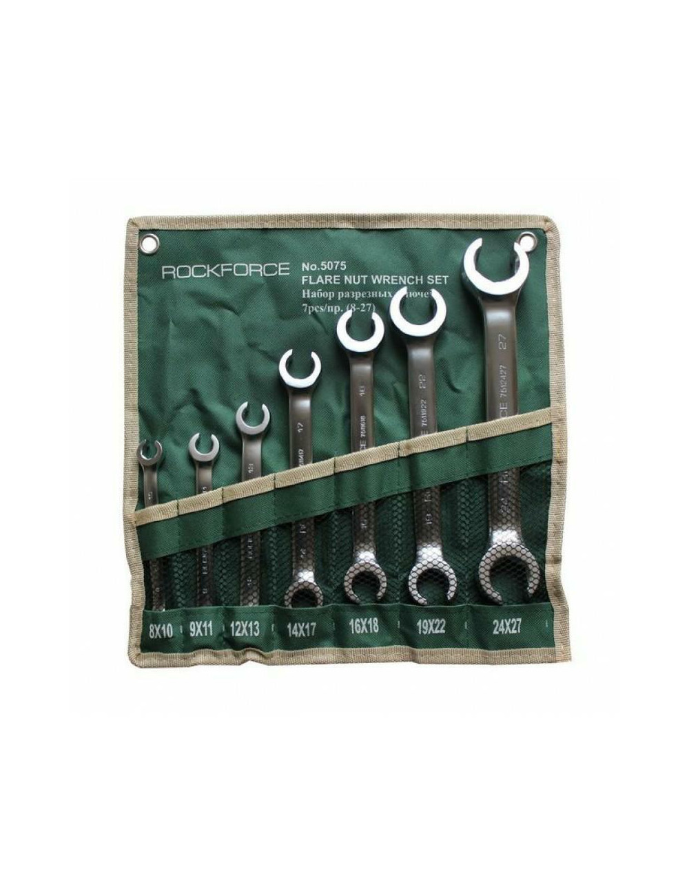 ROCKFORCE KLUCZ PŁASKI PÓŁOTWARTY KOMPLET 7szt. 8-27mm