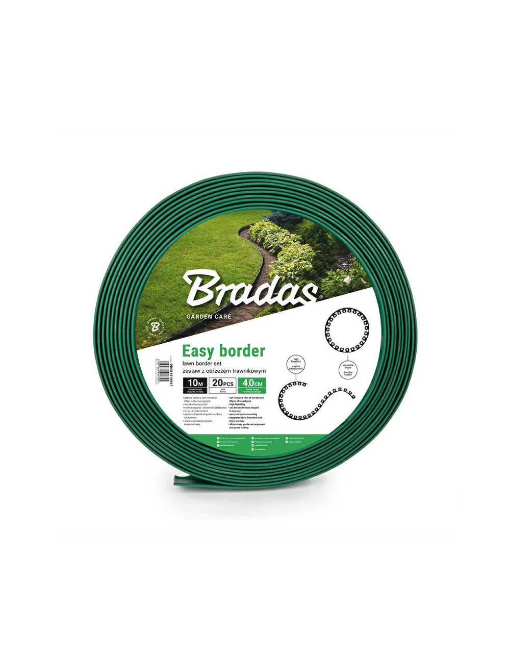 ZESTAW OBRZEŻY TRAWNIKOWYCH 40mm EASY BORDER ZIELONE BRADAS