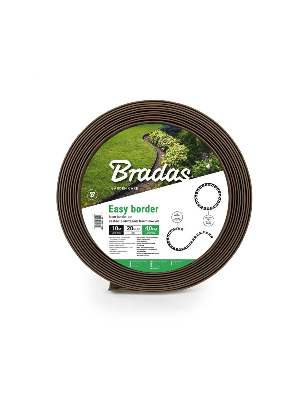 ZESTAW OBRZEŻY TRAWNIKOWYCH 40mm EASY BORDER BRĄZOWE