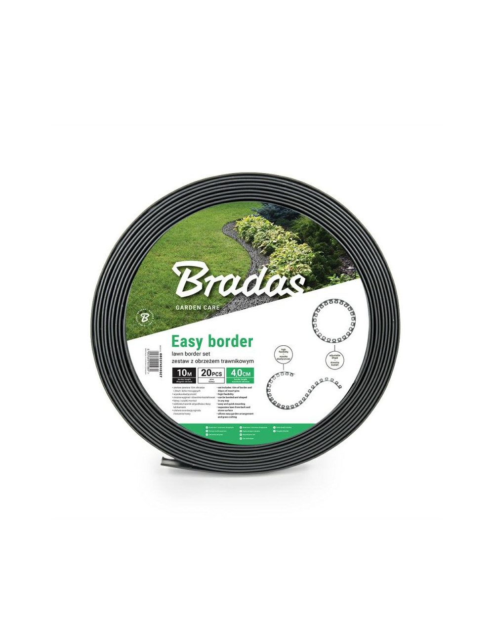 ZESTAW OBRZEŻY TRAWNIKOWYCH 40mm EASY BORDER GRAFITOWE