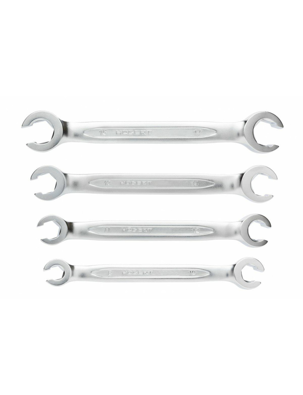 HOEGERT KLUCZE OCZKOWE PÓŁOTWARTE PŁASKIE 8-17mm, ZE STALI CRV 6140, KOMPLET 4el.