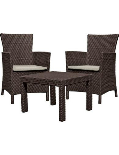 KETER MEBLE OGRODOWE ZESTAW ROSARIO BRĄZ 2 FOTELE+STOLIK