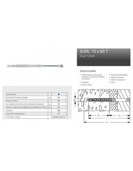 FISCHER KOŁEK ROZPOROWY SXRL 10 x 80 T40 50szt