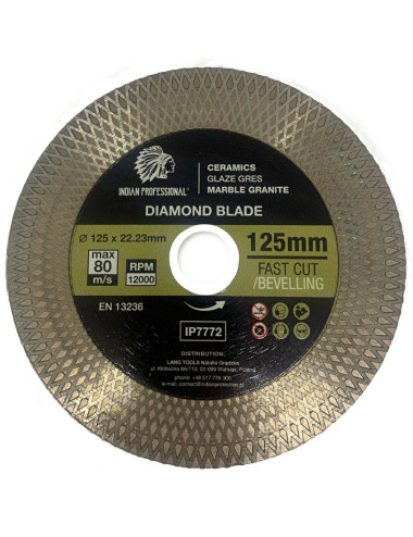 TARCZA DIAMENTOWA 125mm x 1,9mm x 22,2mm FAST CUT INDIAN PROFESSIONAL