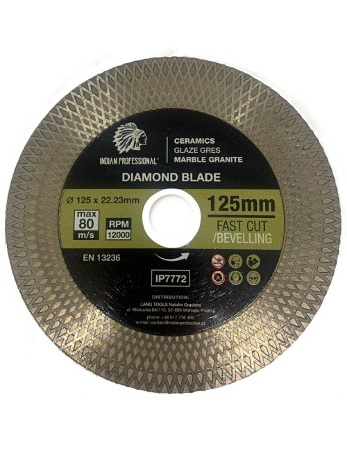 TARCZA DIAMENTOWA 125mm x 1,9mm x 22,2mm FAST CUT INDIAN PROFESSIONAL