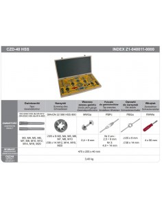 FANAR GWINTOWNIKI + NARZYNKI KOMPLET 40 elem. M3-M20 CZB-40 HSS
