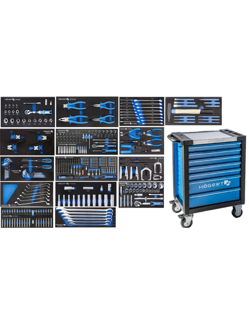 HOEGERT SZAFKA WARSZTATOWA 7 SZUFLAD Z NARZĘDZIAMI 346el.