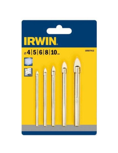IRWIN WIERTŁO DO SZKŁA KOMPLET 5szt. (4,5,6,8,10 mm)