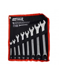 AWTOOLS KLUCZE PŁASKO-OCZKOWE KOMPLET  8elem. 6,8,10,12,13,15,17,19 mm