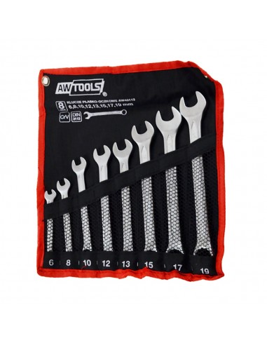 AWTOOLS KLUCZE PŁASKO-OCZKOWE KOMPLET  8elem. 6,8,10,12,13,15,17,19 mm