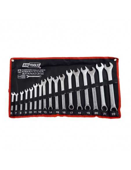AWTOOLS KLUCZE PŁASKO-OCZKOWE KOMPLET 17elem. 6,7,8,9,10,11,12,13,14,15,16,17,18,19,20,21,22 mm