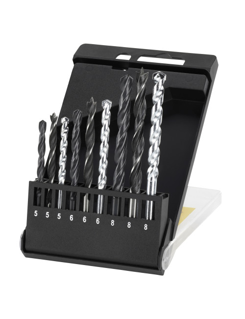 IRWIN WIERTEŁA HSS KOMPLET 9cz. DO DREWNA (5-6-8mm), MURU (5-6-8mm) I METALU (5-6-8mm) W KASECIE