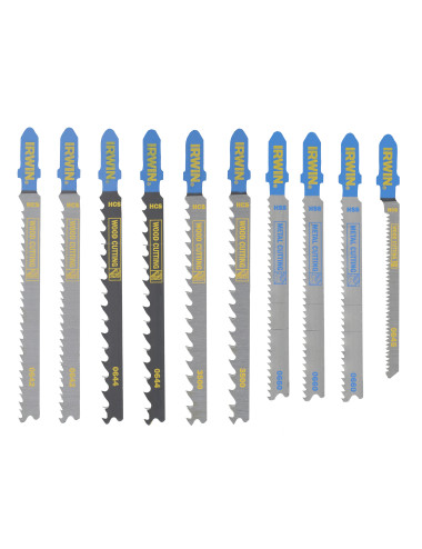 IRWIN BRZESZCZOT HCS HSS DO WYRZYNARKI TYP U KOMPLET 10szt. METAL (1-6 mm), DREWNO (<60mm), w kaseci