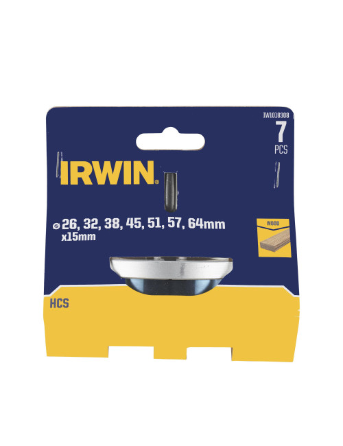 IRWIN OTWORNICE DO DREWNA HCS 26, 32, 38, 45, 51, 57 i 64mm x 15mm do drewna z trzpieniem mocującym