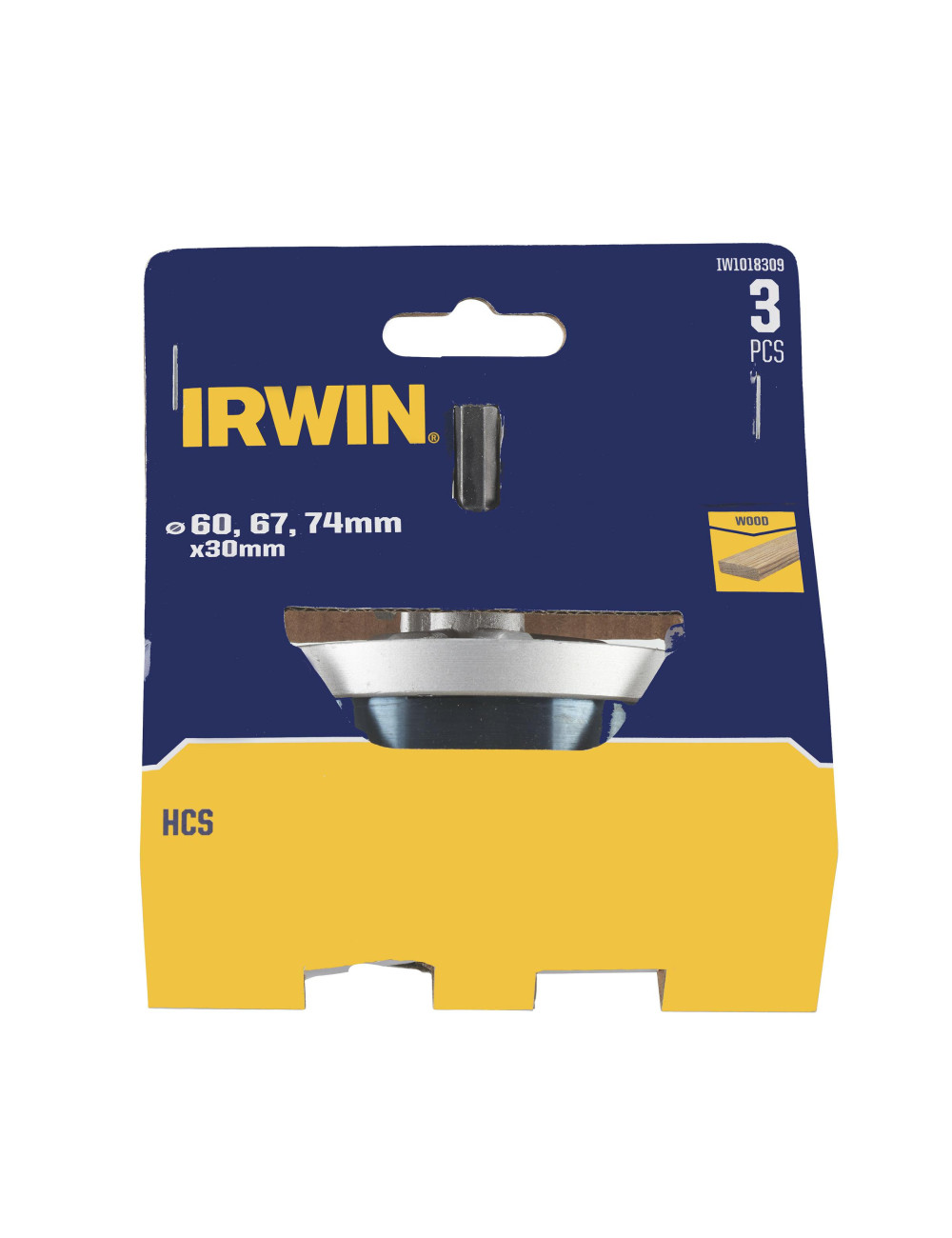 IRWIN OTWORNICE DO DREWNA HCS 60, 67 i 74mm x 30mm do drewna z trzpieniem mocującym i wiertłem centr