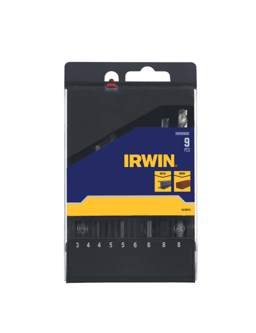 IRWIN WIERŁO DO BETONU METALU HSS KOMPLET 9szt. 3, 4(x2), 5(x2), 6(x2) i 8(x2)mm w kasecie