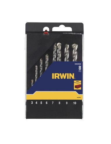 IRWIN WIERŁO DO BETONU KOMPLET 8szt. 3, 4, 5, 6, 7, 8, 9 i 10mm w kasecie
