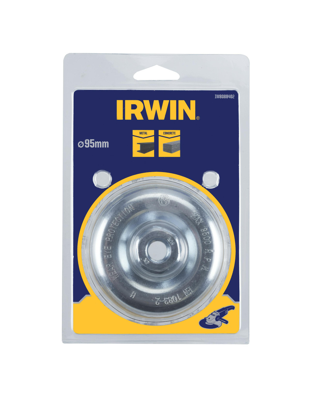 IRWIN SZCZOTKA DOCZOŁOWA M14 95mm z drutu plecionego do szlifierek kątowych do metalu i betonu