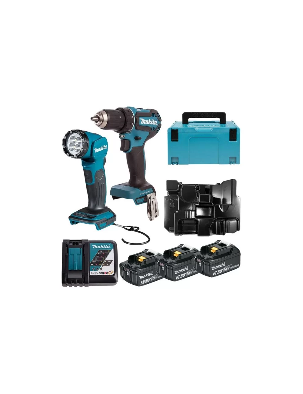 MAKITA ZESTAW COMBO 18V DLX2349J (DDF485+DML815) 3x3,0Ah