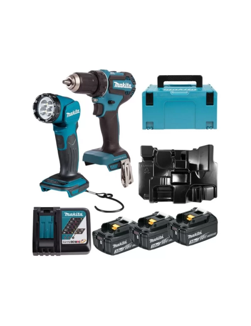 MAKITA ZESTAW COMBO 18V DLX2349J (DDF485+DML815) 3x3,0Ah