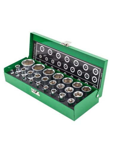 ROCKFORCE ZESTAW KLUCZY 25el. 1/2" 1/4" 4-32mm RF-50121G