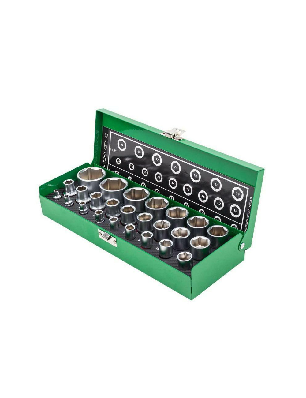 ROCKFORCE ZESTAW KLUCZY 25el. 1/2" 1/4" 4-32mm RF-50121G