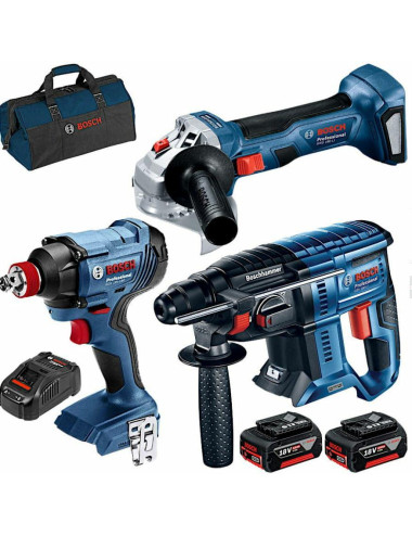 BOSCH ZESTAW 18V GBH 180-LI + GWS 180-LI + GDX 180-LI 2x5,0Ah