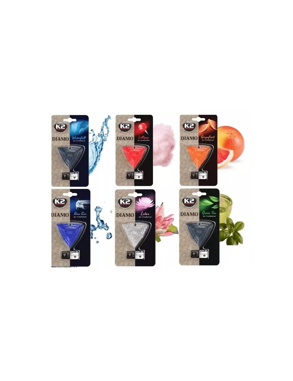 K2 MIX ZAPACHÓW ZAWIESZEK W KSZTAŁCIE DIAMENTU DIAMO MIX 12szt.