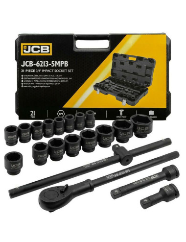 JCB ZESTAW KLUCZY UDAROWYCH 21el. 3/4" 6KĄT. (17-50mm)