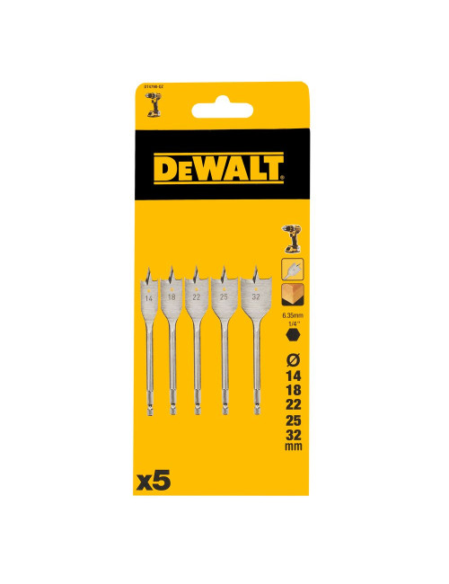 ZESTAW 5 WIERTEŁ PŁASKICH PIÓROWYCH DO DREWNA, DEWALT DT4798-QZ