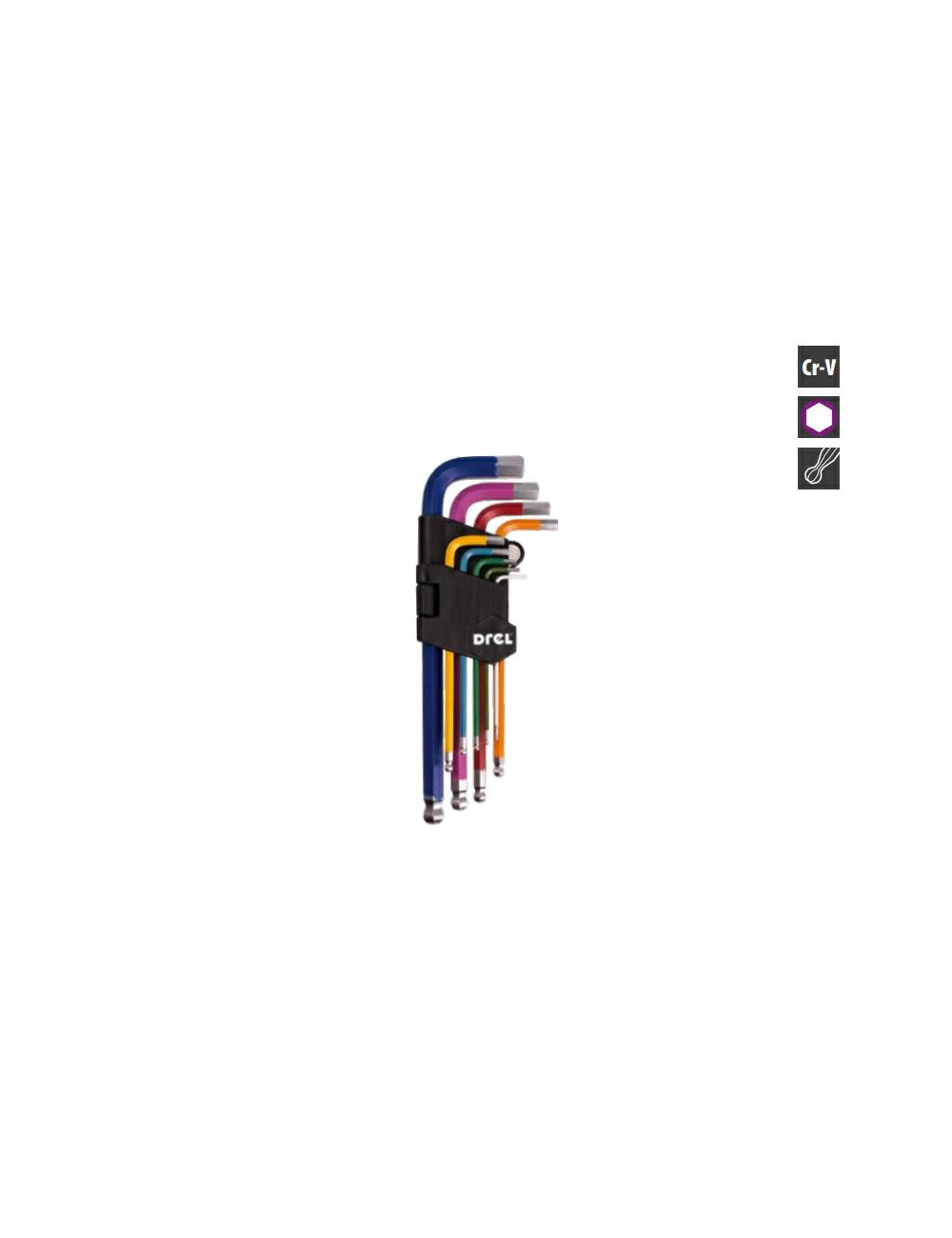 DREL KLUCZE IMBUSOWE HEX 1,5-10mm 9szt. KULA DŁUGIE KOLOROWE