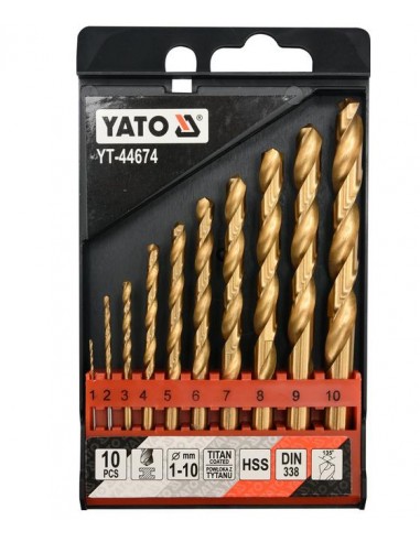 YATO ZESTAW WIERTEŁ DO METALU HSS-TiN 10szt. 1-10mm
