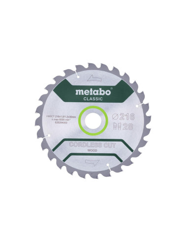 METABO PIŁA TARCZOWA HW CT 216x30x28z CORDLESS CUT WOOD CLASSIC