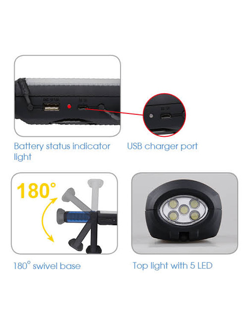 KING TONY LAMPKA COB LED+5LED+ŁADOWARKA USB + ŁADOWARKA SAMOCHODOWA SIECIOWA