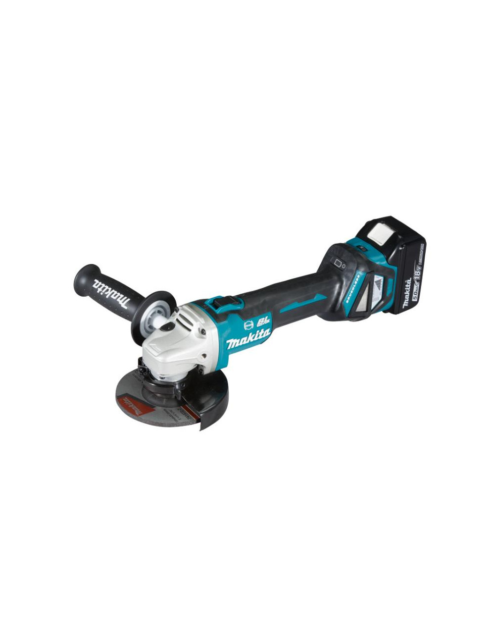 MAKITA SZLIFIERKA KĄTOWA 18V 125mm 2 x 5,0Ah LI-ION REG.OBR. BLDC AWS WALIZKA MAKPAC DGA514RTJU